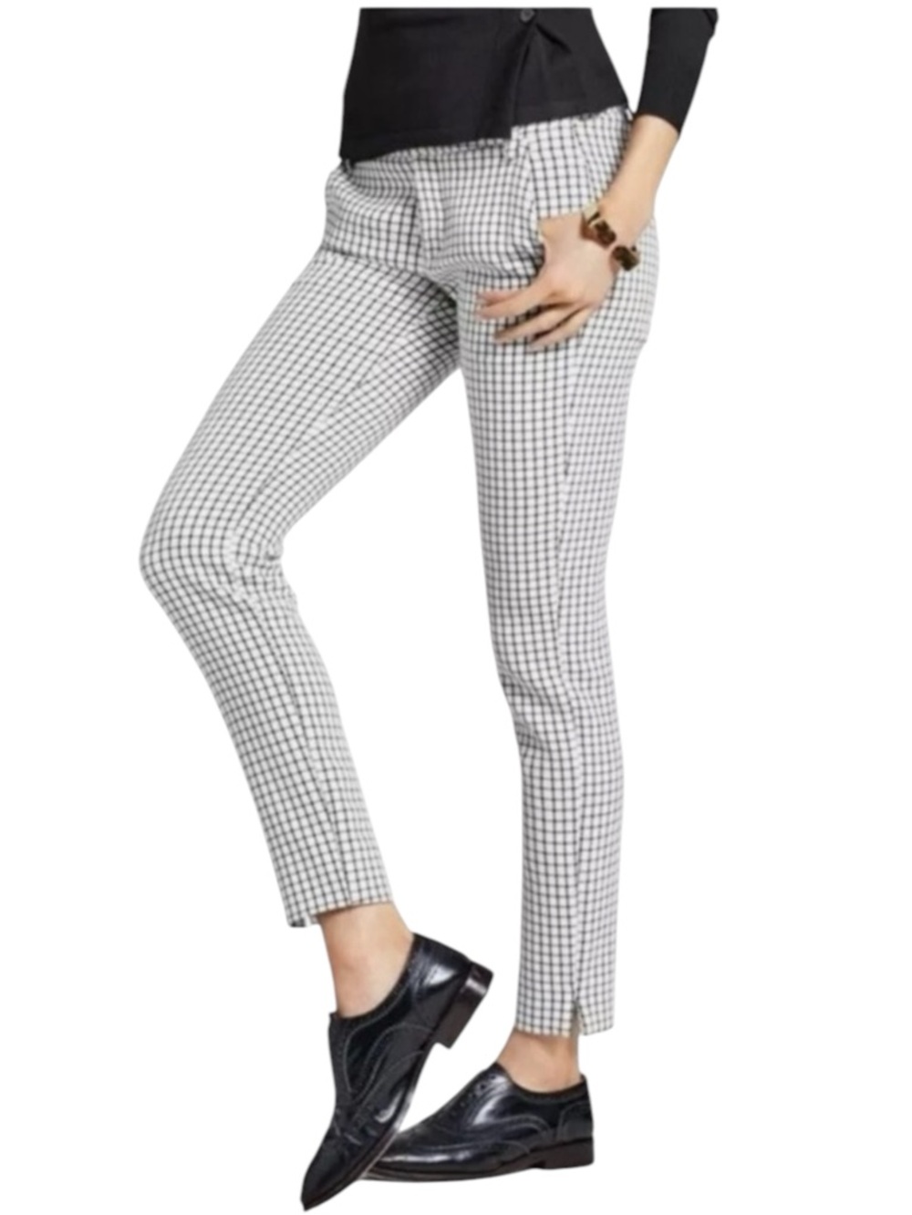CAbi Windowpane Trousers in Black/White Size 2 — Style 3203 — VERY STYLISH!!!